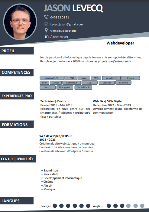 curriculum vitae de Jason Levecq